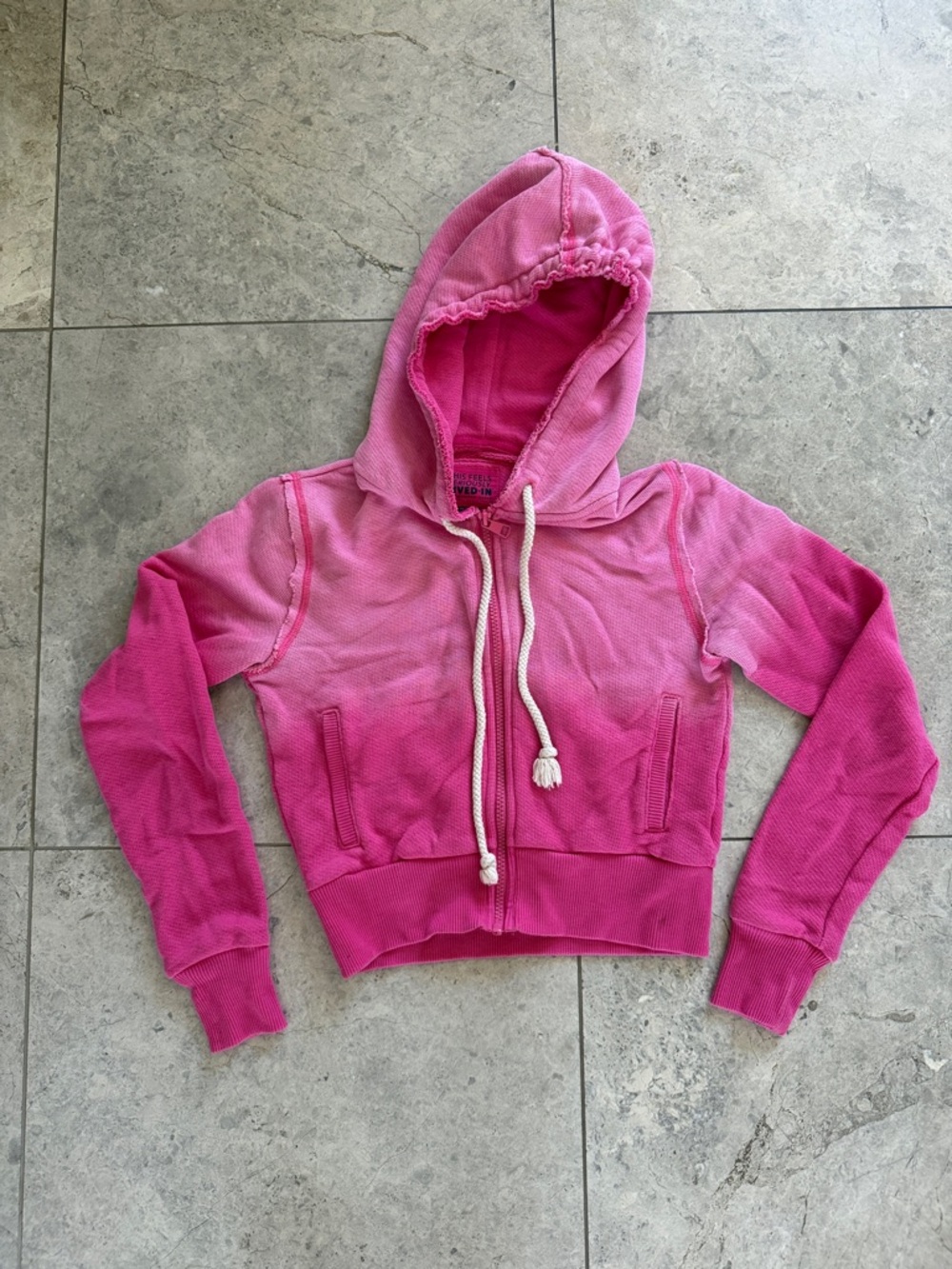 American Eagle Outfitters Pink Ombre Cropped Hoodie Jacket